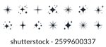 Abstract Starburst Icons Solid Icon Set. Sparkle And Shine Silhouette Symbol Collection. Isolated Vector Illustration.