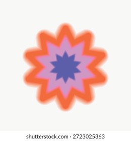 Abstraktes Sternzeichen-Muster mit lebendigen Farben. Das Starburst-Design ist in Orange, Lila und Rosa gehalten. Auffällige Stern-Form auf hellem Hintergrund. Kreativer grafischer Formvektor.