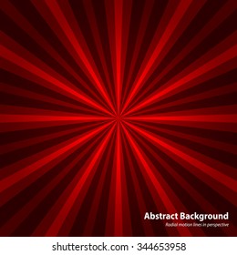 Abstract starburst red background. Cool background for holiday. Radial motion lines in perspective. Background in vector