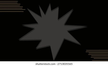 Forma Starburst abstrata no plano de fundo preto com destaques da linha dourada