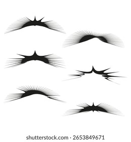 Abstrait starburst formes. Conceptions d'Image vectorielle dynamiques. Illustration graphique éclatante. Éléments artistiques noirs