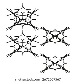 Formas abstratas de explosão estelar. Padrão de teia de aranha geométrica. Ilustração linear dinâmica. Elemento decorativo vetorial. EPS 10.
