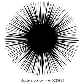Abstract starburst, sunburst design element. Illustration with sun-like shape. Radial, radiating lines