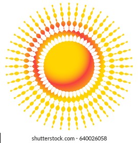 Abstract starburst, sunburst design element. Illustration with sun-like shape. Radial, radiating lines