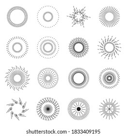 Abstract starburst or sunburst. firework explosion vector set
