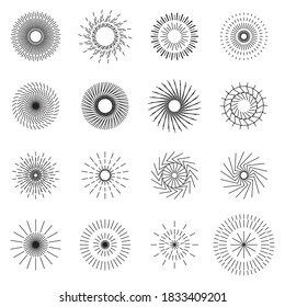 Abstract starburst or sunburst. firework explosion vector set
