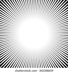 Abstract starburst, sunburst graphic. Converging, radiating lines.