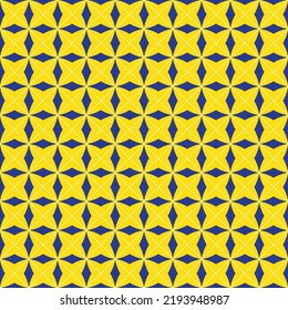 Abstract stardust pattern background. Colorful geometrical pattern. Modern graphic design. Blue flower shape on yellow color background.