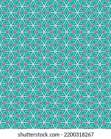 Abstract stardust pattern background. Colorful geometrical pattern. Modern graphic design. Blue and white flower shape on  pink color background.