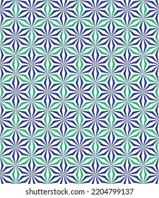 Resumen del fondo del patrón de estrellado. Patrón geométrico colorido. Diseño gráfico moderno. Forma de flores azul y verde sobre fondo de color blanco.