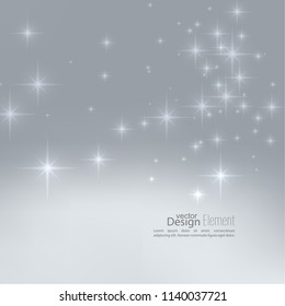 Abstract starry background, sparkle stars. Vector illustration with festive flares. Template decorations for Merry Christmas, New Year, anniversaries, birthday, xmas, glamour holiday, celebration.