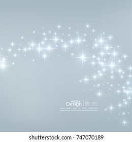 Abstract starry background, sparkle stars. Vector illustration with festive flares. 