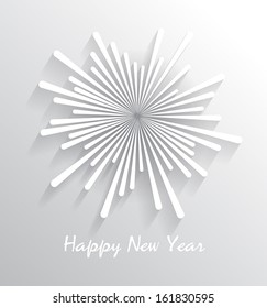 Abstract starry fireworks. Happy New Year celebration. Vector illustration.