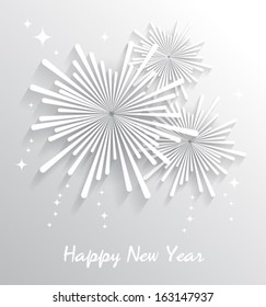 Abstract starry fireworks. Happy New Year. Vector illustration.