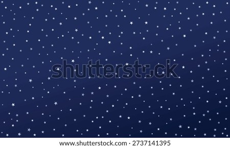 Abstract Starry Night Sky Background Vector. Dark Blue Space Texture with Scattered White Stars. Cosmos, Astronomy and Universe Galaxy Illustration.