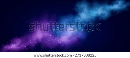 Abstract starry sky background with glowing stars and falling colorful comets into deep space. Futuristic universe scene for astronomy or modern galaxy design. Vector illustration.