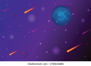 Abstract starry sky with planets comets beautiful background.