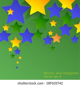 Abstract stars background, Brazil theme. 3d paper design. Vector eps10. 