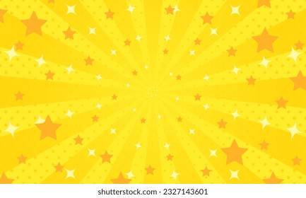 Abstract stars background. Golden stars pattern. Yellow rays and stars in comic style.