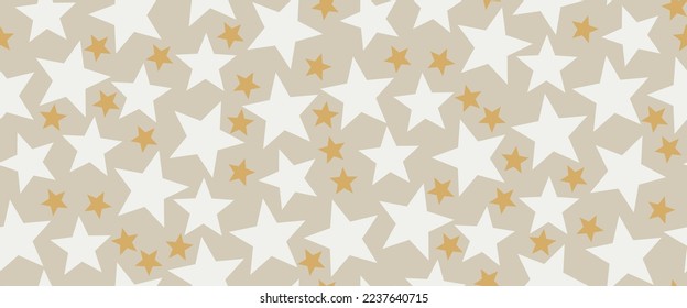 Abstract Stars Christmas Concept Vector Seamless Geometric Pattern Trendy Xmas Colors Perfect for Allover Fabric Print or Wrapping Paper Beige Mustard Yellow Tones