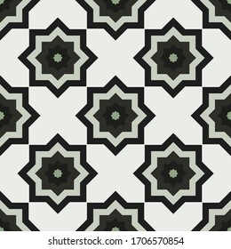 Abstract stars, design pattern on white seamless backdrop.