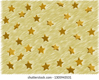 Abstract stars from dots and lines background on white. Golden abstract decoration.