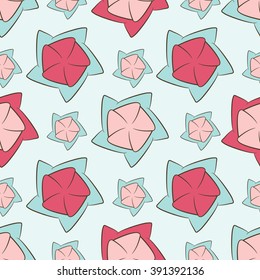 Abstract stars and flowers. Background, wallpaper, texture. Seamless. It can be used for packaging and postcards.