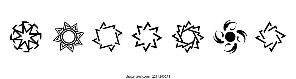 Abstract stars icons and logos for design. Vector isolated on white background.