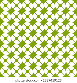 Resumen de estrellas y hojas patrón. Fondo vectorial impecable. Textura verde y blanca. Patrón gráfico vintage.