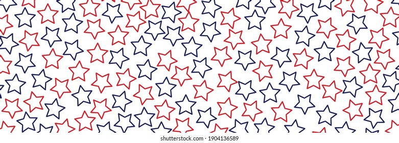 Abstract stars pattern design. Red and blue color star shapes geometric icons. Minimalist star USA flag concept vector illustration
