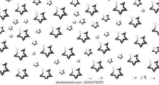 Abstract stars pattern. Grunge urban background in black and white for fashion and sport clothes. Silhouette backdrop. Vector illustration.
