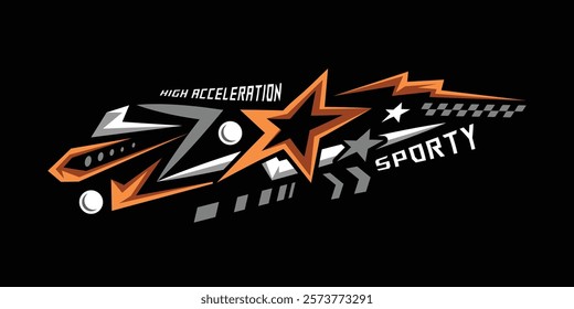 Abstract stars racing sports decal sticker wrap art design