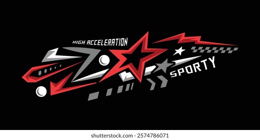 Abstract stars racing sports decal sticker wrap art vector