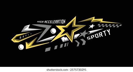 Abstract stars racing sports decal sticker wrap art isolated