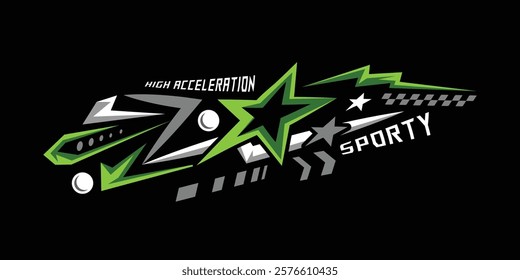 Abstract stars racing sports decal sticker wrap art graphic