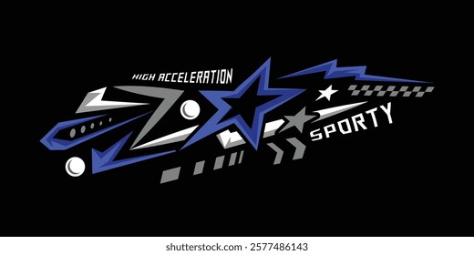 Abstract stars racing sports decal sticker wrap art element