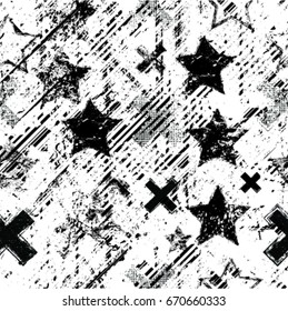 Abstract stars Seamless Pattern. texture with grunge shapes.striped repeating wallpaper.poster with geometric Elements.