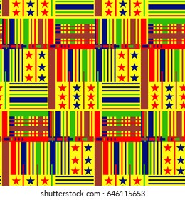 Abstract stars and stripes seamless pattern, background concept illustration for textile, wrapping paper or web.