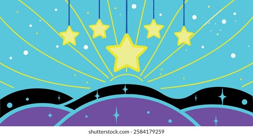 Abstract - stars suspended in the sky, bright bubble style