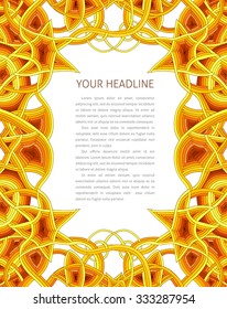 Abstract stars zen tangle doodle hand drawn template with text, frame corners for graphic or web design, banner, poster, flyer etc, isolated on white