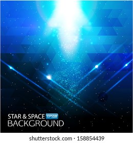 Abstract star&space background with light effects. Vector image.