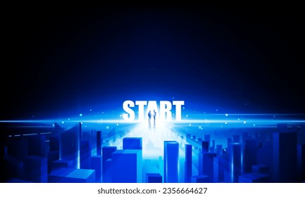 Abstract Start open Key Door Light out business digital city Hitech communication concept innovation background, vector design