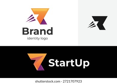 Logotipo de inicio Abstractas. Líneas de velocidad geométricas combinadas con el concepto de letra moderno para la incubadora tecnológica, la agencia de marketing y el logotipo de identidad de lanzamiento de negocios creativos.