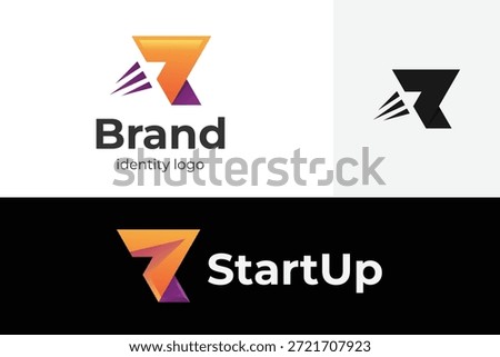 Abstract StartUp Logo. Geometric Speed Lines Combined with Modern Letter Concept for Tech Incubator, Marketing Agency, and Creative Business Launch Identity Logo.