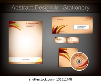 Abstract stationery business template design set in grey color background.