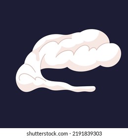 Resumen de nubes de vapor esparcen silueta. Explosión de nube de polvo cómico, vapor, nube de humo explotó. Ilustración vectorial aislada