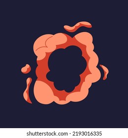 Abstract steam cloud puffs silhouette. Cartoon explosion animated shot, explode clouds frames. . Isolated vector illustration