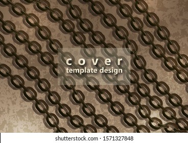 Abstract steel chain on a background with a texture. Trendy design cover template. Vector illustration