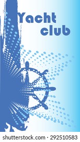 Abstract steering wheel of ship.Vertical yacht club banner