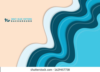 Abstract step of blue wavy design with clear sand background. Decorate for ad, poster, template design, artwork, summer artwork. illustration vector eps10